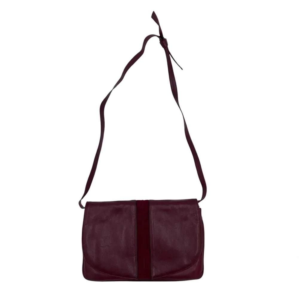 Vintage 60s 70s Stanley Blacker Designer Shoulder Bag Purse Burgundy Red Leather